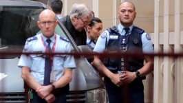 George Pell arrives in a prison van amid tight security at the Victorian Supreme Court. Picture: Stuart McEvoy